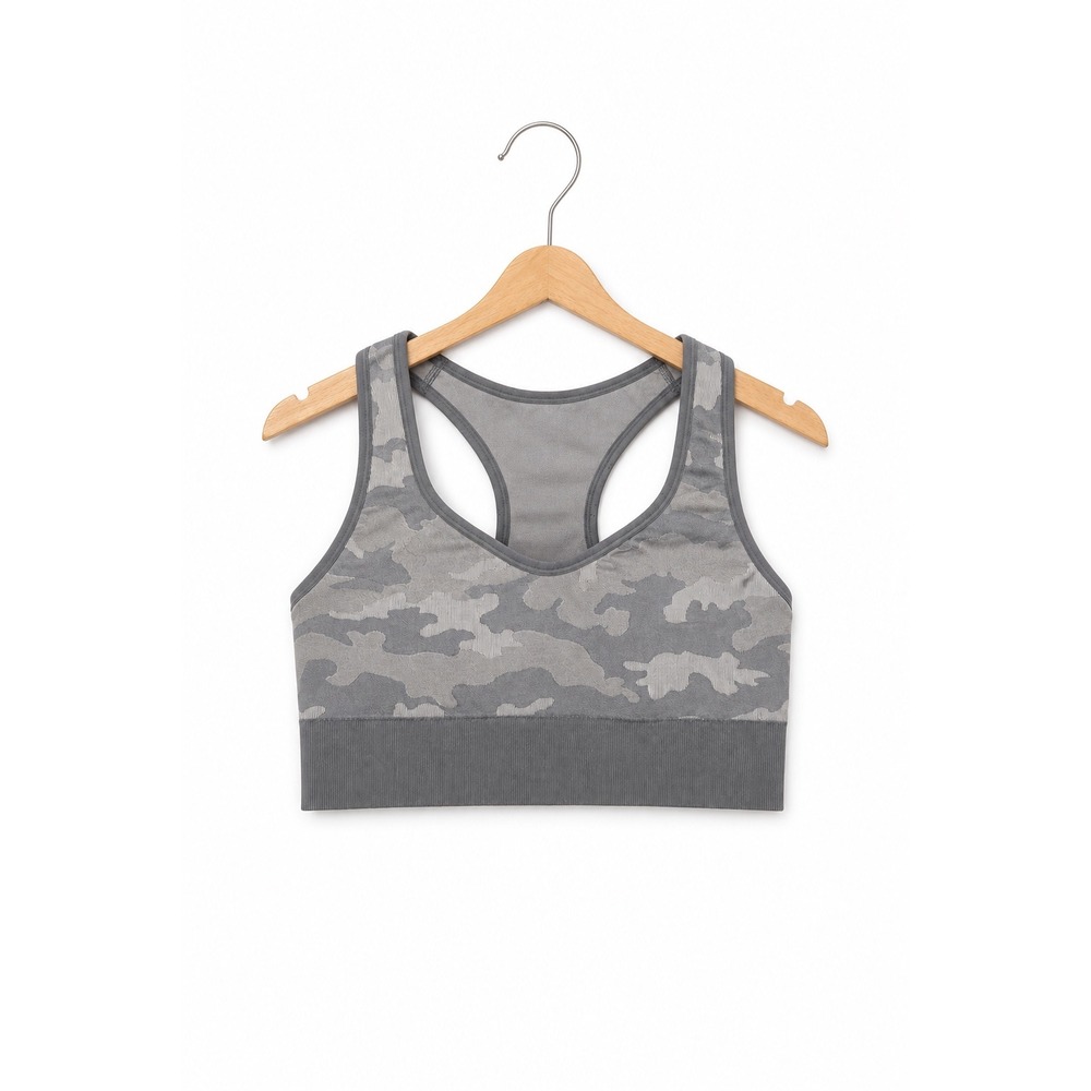 Member's Mark Seamless Racerback Sports Bra Medium Gray Camo Camouflage
